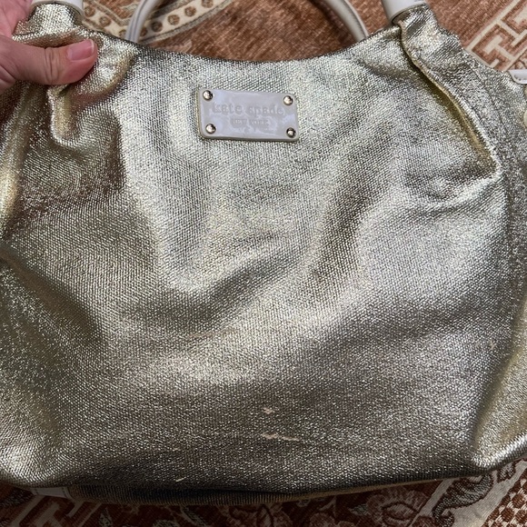 Kate Spade Gold Metallic Tote Purse - Picture 3 of 11